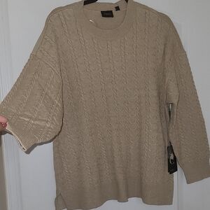 Cyrus Beige Cable Knit Sweater